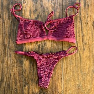 LaHana Burgundy Clinched Bikini Set